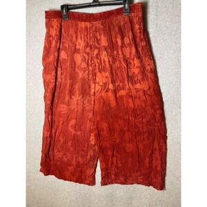 Endless Knot Art Crop Pants Womens 1X Burnt Orange Boho Hippie Stretch‎ Waist